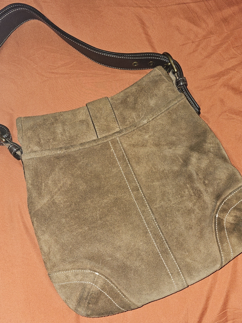 Vintage COACH Suede Shoulder Bag in Brown - Picture 3 of 5